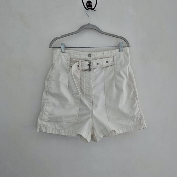 Phillip Lim Belted Cargo Ecru High Waisted Cotton Not Too Short Shorts - Picture 2 of 12